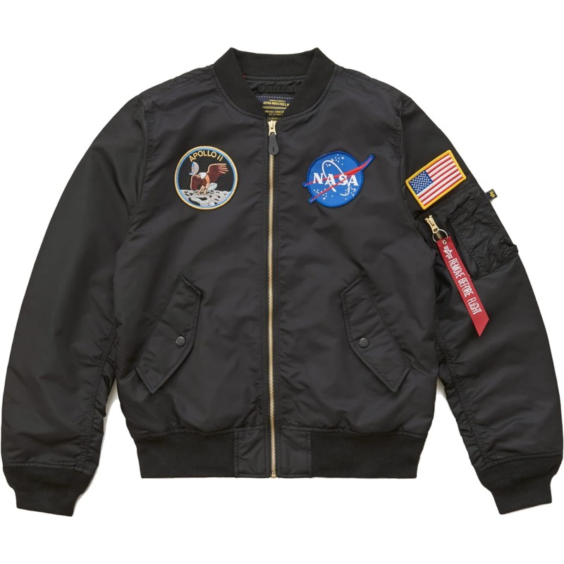 Alpha Industries Men’s Apollo L-2B Flight Jacket(Black With Red Lining ...